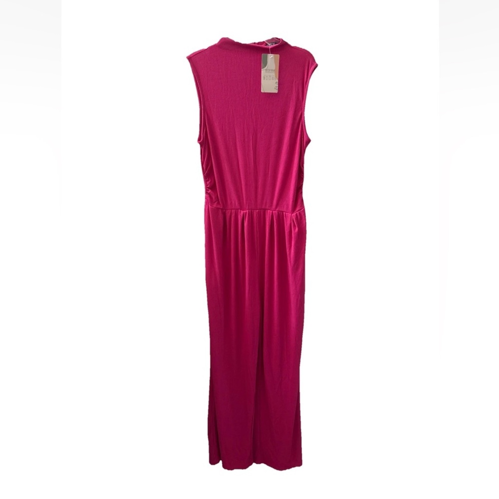 Jumpsuit Hot Pink Women's Size L Sleeveless High Waisted Pockets